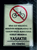 bina içi bisiklet bırakmayınız